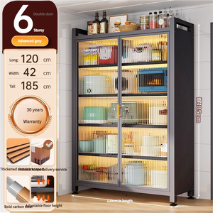 رف تخزين متعدد الطبقات من الفولاذ الكربوني ، خزانة مطبخ منزلية لوعاء ، أدوات طاولة مقاومة للرطوبة - Product Image 4