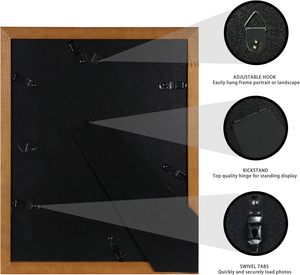 <strong>8x10</strong> Picture <strong>Frame</strong> Brown Set of <strong>4</strong> - Solid Wood <strong>Frames</strong> With Real Glass and 5x7 Mat for Table Top and Wall Mounting - Product Image 2