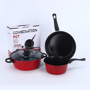 热卖家用厨具3件套定制烹饪底具锅炊具套装不粘铝炊具套装 - Product Image 1