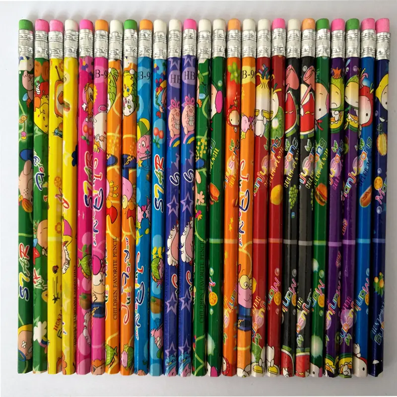 2023 New Design Standard Pencils Colored Pencils 7 Inch Full Printing Souvenir Wooden Pencil With Eraser