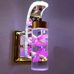 Modern başucu Led duvar lamba akrilik kalp gerçek bitki duvar işık ev dekor oturma odası fikstür için