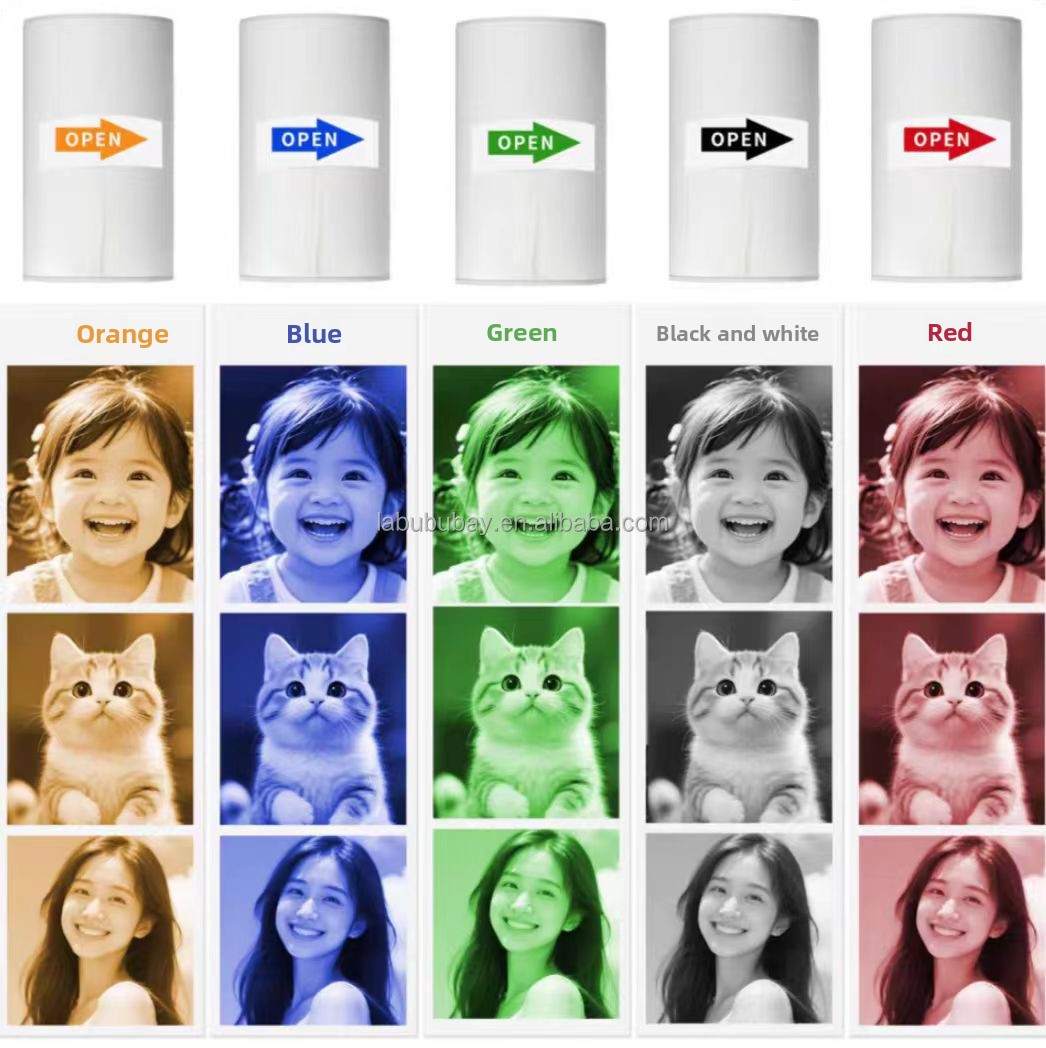 Papier de développement couleur (noir, orange, bleu, vert, rouge)