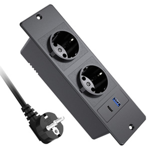 插座厂家批发嵌入式桌面电源线盒USB A + C手机耳机无线充电器电源条