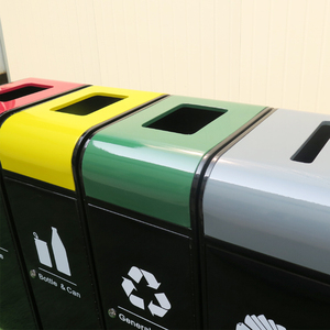 户外街道垃圾桶大4格回收站价格黑色分类垃圾桶 - Product Image 3