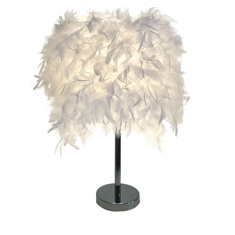 Lampe de bureau créative Style nordique moderne, haute qualité, décoration pour la protection des yeux, en plumes, pour le salon et la chambre à coucher