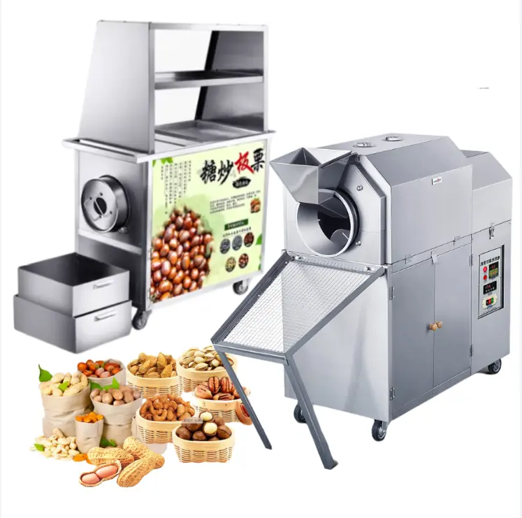 Big Small Scale Peanut Electric Bean Household Vegetable Air Dry Nut Oil Seeds Gas castagne Roaster Pot Nuts torrefazione