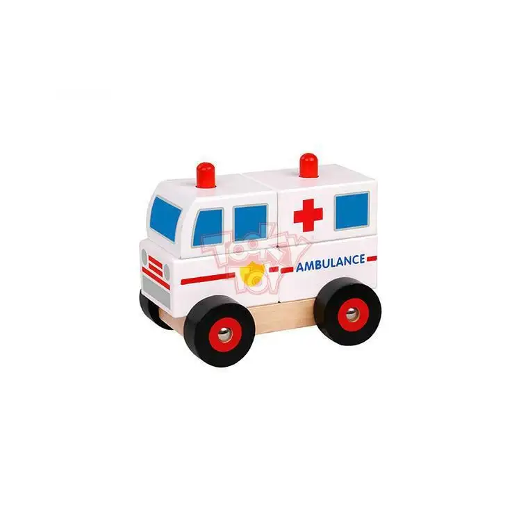 新しいデザインのキッズ面白い木製救急車おもちゃの車