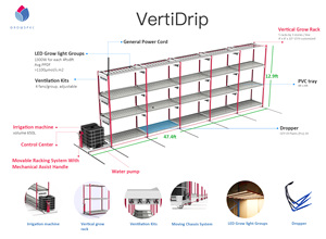 GrowSpec Hydro Irrigation Dripping Grow System Vertical Grow Rack with <strong>LED</strong> Lights Ventilation Kits