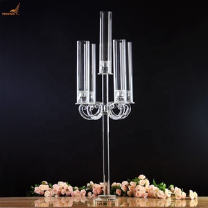 En çok satan şamdan düğün Centerpieces kristal şamdan 5 Arms kristal mumluklar