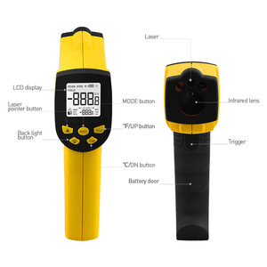 HOLDPEAK HP-1300 Sensor de temperatura infrarrojo Pantalla LCD de plástico-50 ~ 1300 ℃ Relación de distancia 16:1 Uso en exteriores Personalización OEM - Product Image 3