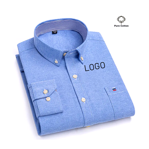 OEM ODM قميص منقوش من القطن الخالص كم طويل الأعمال المضادة للتجاعيد تنفس القمصان الناعمة عارضة - Product Image 3