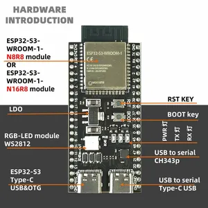 ESP32 / ESP32-S3 WiFi + Bluetooth şeylerin Internet çift tip-c geliştirme kurulu çekirdek kurulu ESP32-S3-DevKit C N16R8 Arduino için