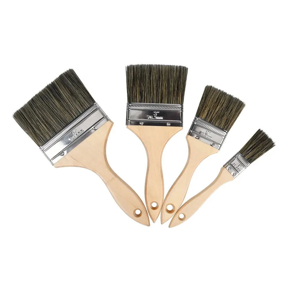 Ucuz fiyat boya fırçası ahşap saplı boyama fırça düz fırça ev boyama araçları