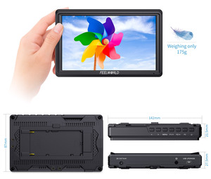 Monitor DSLR IPS de 5,5 pulgadas para campo de cámara, asistencia de enfoque 1280x720, compatible con entrada HDMI 4K, salida de CC, incluye brazo de inclinación - Product Image 2