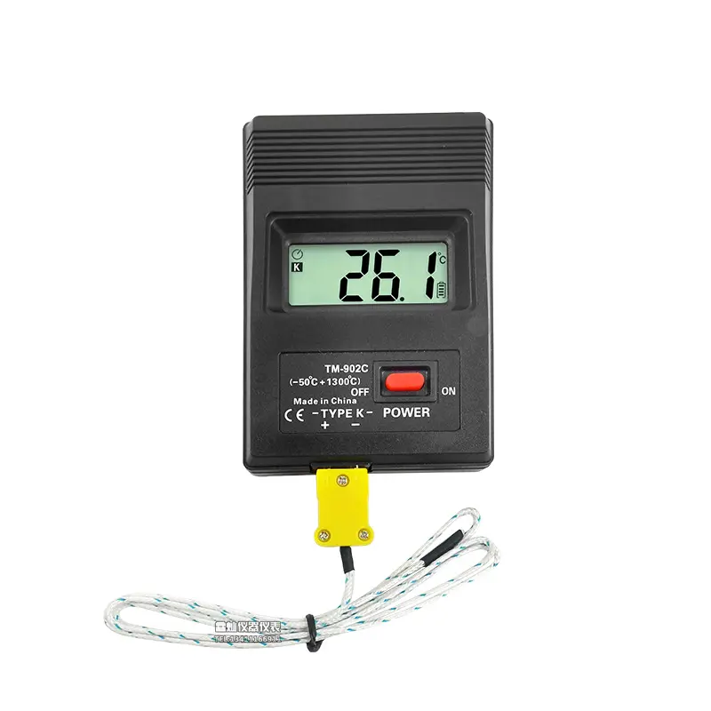Termómetro termopar digital tipo K para superficies sólidas de alimentos y aceite líquido, 902C
