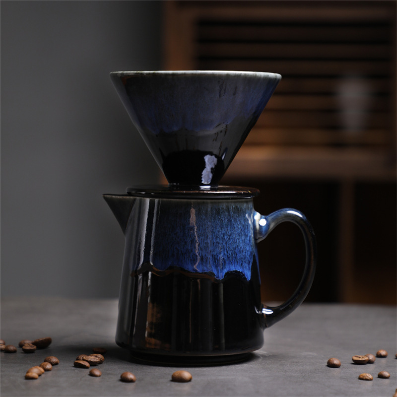 Ensemble de cafetière 1-505-d haut de gamme - Bleu délavé au four - 470 ml