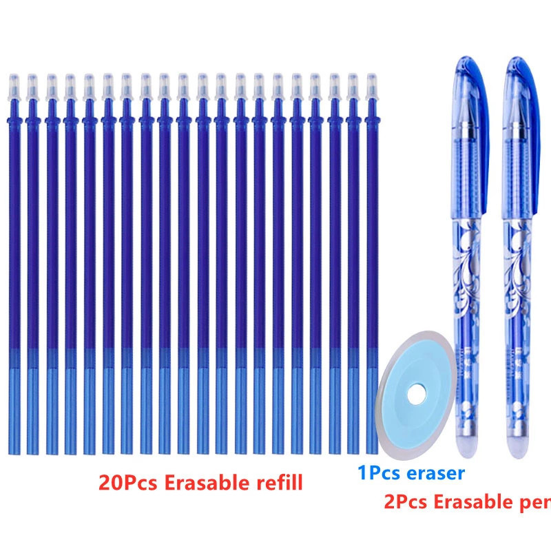 Blu (2 penne + 20 ricariche penna + 1 gomma)