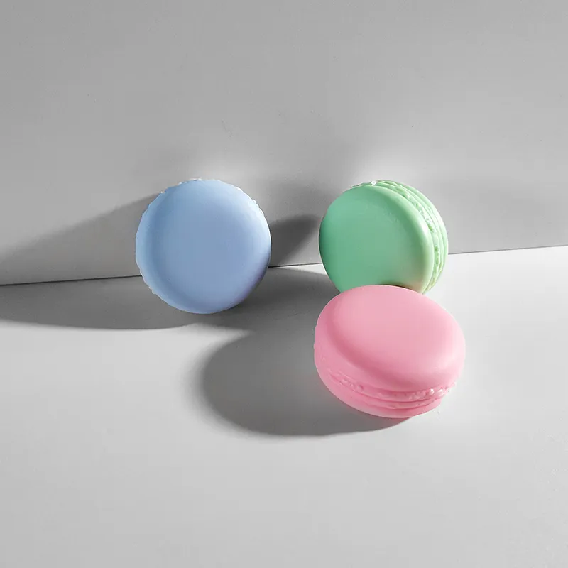 Frasco de plástico con forma de Macaron, frascos de plástico para cremas, color verde, amarillo y rosa