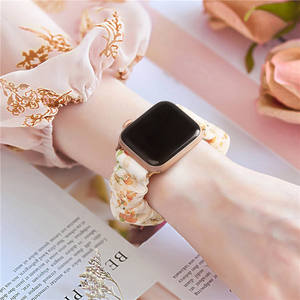 Eraysun Women Girl Custom Nylon Polyester Scrunchie for <strong>Apple</strong> Watch Series <strong>SE</strong> 7 6 5 <strong>4</strong> 3 2 1 Elastic Strap Smart Watch Bands - Product Image 4