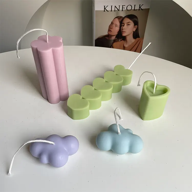 Ins stile coreano colori caramelle cera di soia fiore cuore a forma di nuvola candela pilastro per regalo decorazioni per la casa