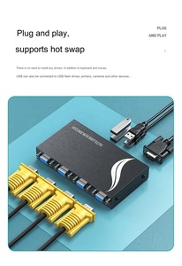 VGA KVM交换机4进1出4端口VGA USB KVM交换机4X1电脑笔记本电视显示器自动USB KVM交换机