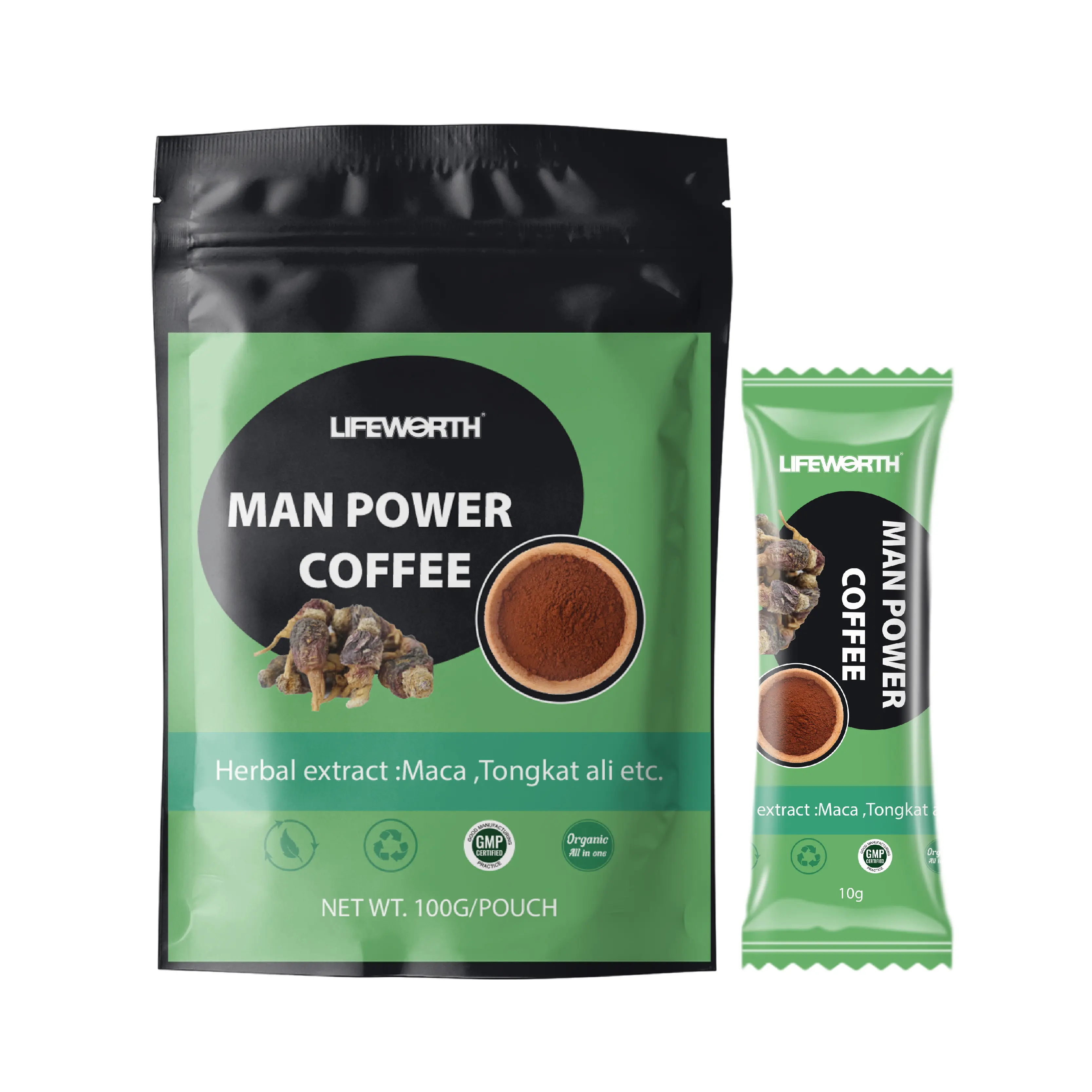 Lifeworth men power herbal Extract Sea Cucumber Oyster Maca Extract instant coffee with ginseng extract private label