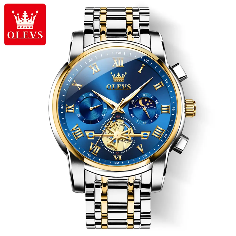 Olevs 2859 Pols Luxe Groothandel Geschenken Mode Tourbillon Luxe Staal Business Fashion Heren Horloge Quartz Horloges