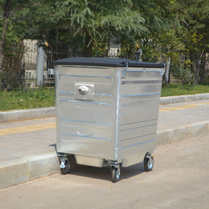 1100l galvanizli çelik çöp tenekesi plastik kapak ile halka açık - Product Image 5