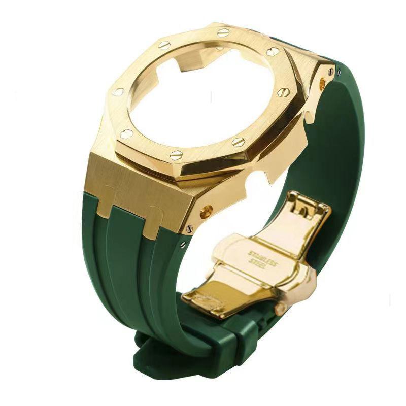 Gold case-green band