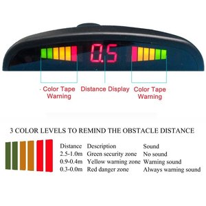 12 to 24V LED Three Color <strong>Display</strong> Car Vehicle <strong>Reverse</strong> Backup Radar System with 4 Parking <strong>Sensors</strong> Distance Detection <strong>Display</strong> - Product Image 6