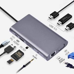 Macbook tutti 10 1 3 porta 3.0 USB HDMI VGA Gigabit Ethernet 3.5mm Audio SD TF lettore di schede PD ricarica RJ45 interfaccia scatola in alluminio - Product Image 1