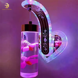 Modern lüks kapalı oturma odası aydınlatma gerçek çiçek kristal dekorasyon Led duvar ışık