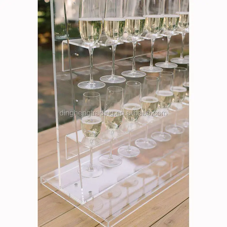 3 camada de Acrílico Transparente Display Stand Rack de Parede Copos de Champanhe Copo de Vinho para o Casamento