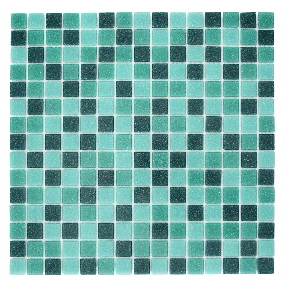Carreaux de mosaïque thermofusible en verre vert carré fini sable pour le sol et le mur de la salle de bain