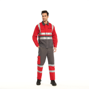 Kırmızı renk iş kombinasyonu rahat ve nefes Hi Vis yansıtıcı iş elbiseleri - Product Image 2