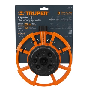 Truper ASP-8金属喷水器360齿轮传动，具有8种功能，用于水介质的浇水和灌溉弹出窗口和振荡 - Product Image 1
