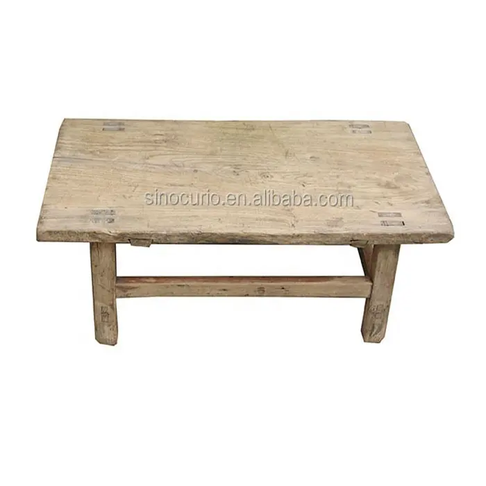 Antieke Chinese Oude Iep Hout Thee Tafel Natuurlijke Kleur Sterke Rustieke Salontafel