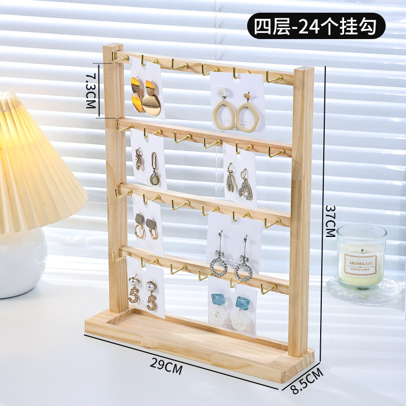 4-layer wooden L-shaped hooks