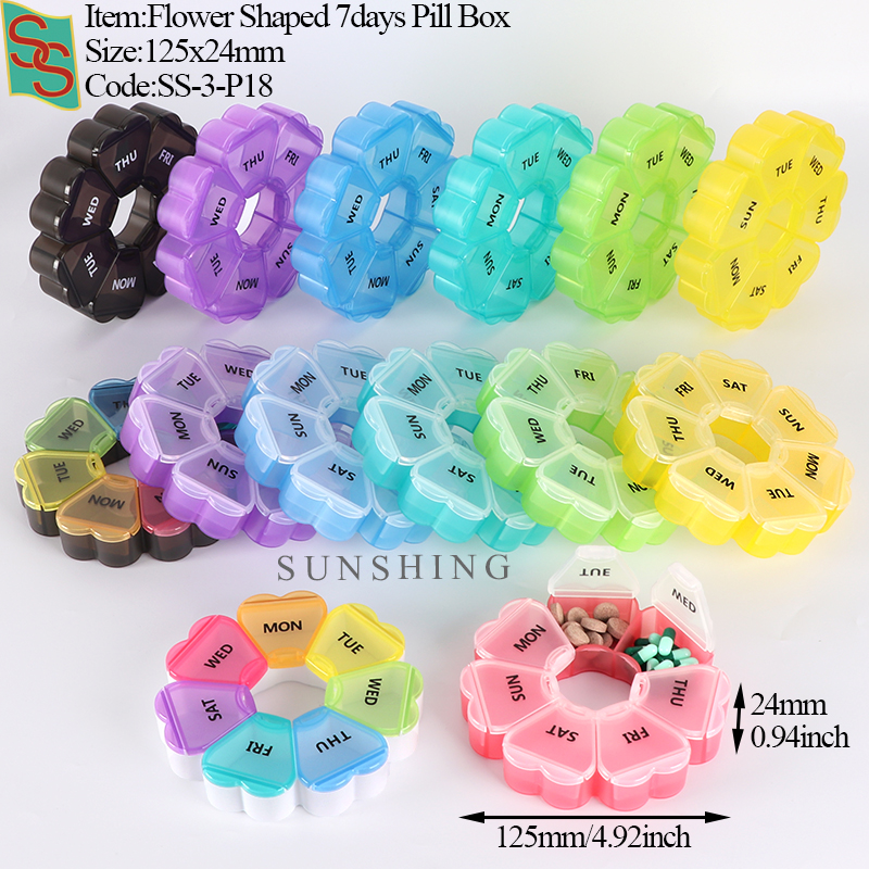 P18 Boîte à pilules ronde 7 jours avec 7 compartiments