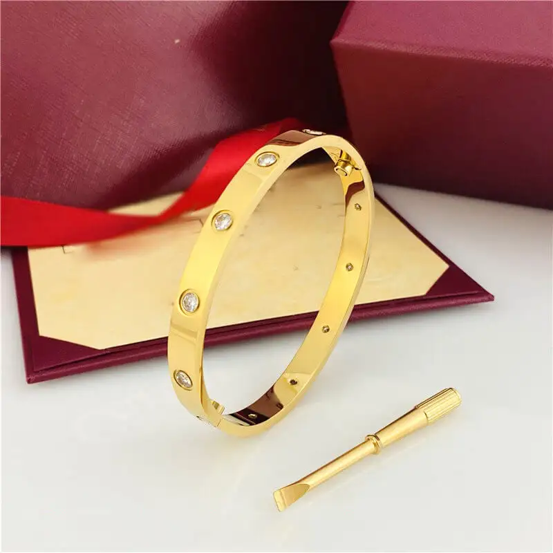 Высококачественные браслеты из нержавеющей стали и золота 18 карат из Дубая, ювелирные изделия, популярные дизайнерские браслеты из десяти бриллиантов для пар
