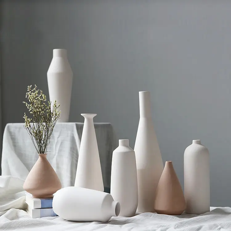 Jarrones de cerámica de flores decorativas rústicas modernas nórdicas para decoración del hogar