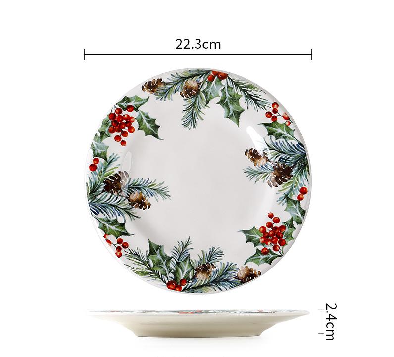 Christmas leaf small plate22.3cm+Hammer texture + irregular