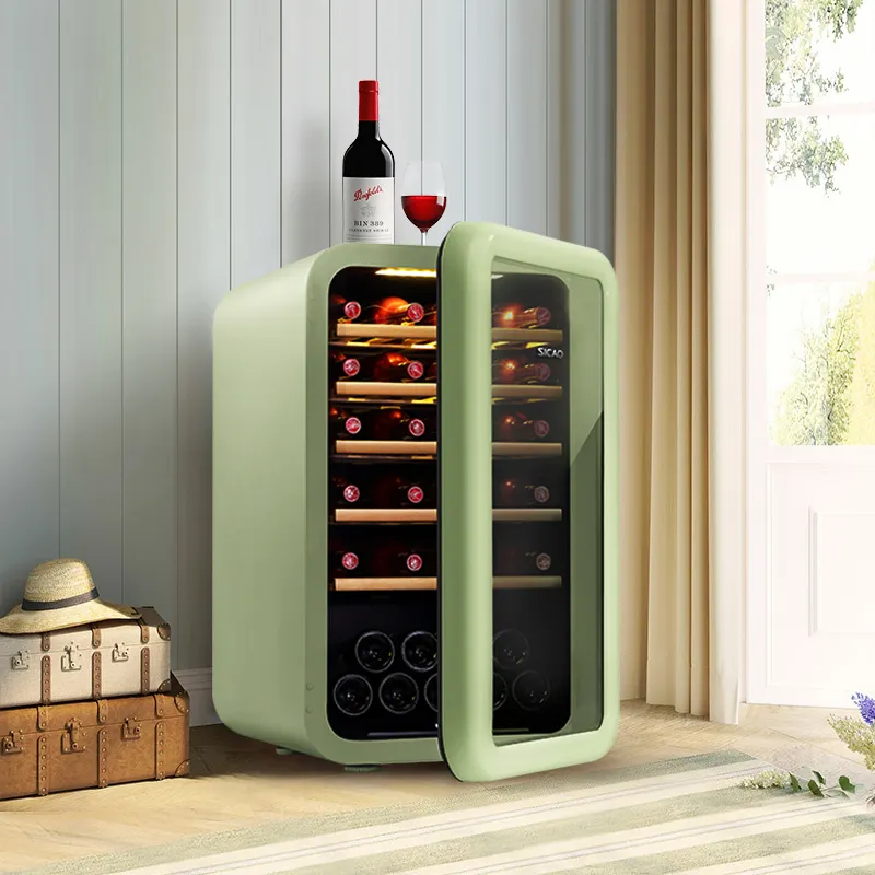 الرجعية صغيرة قبو ميني بار المقابض بالطراز القديم الثلاجة برميل باب ثلاجة زجاجي مبرد نبيذ الثلاجة