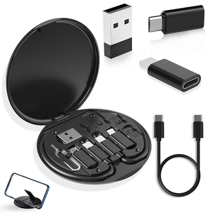 多USB充电适配器电缆套件60w快速充电USB Type-C微型电缆，带sim卡支架，用于旅行 - Product Image 1