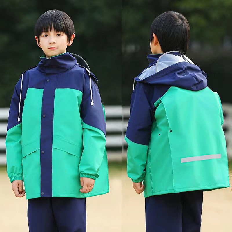 Costume imperméable pour enfants bleu marine + vert