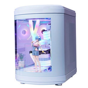 ゲーミングPCケーシング湾曲ガラスゲーミングコンピュータケースATXゲーミングPCケースホワイトカラーハイエンドデスクトップCPUコンピュータシャーシ - Product Image 4