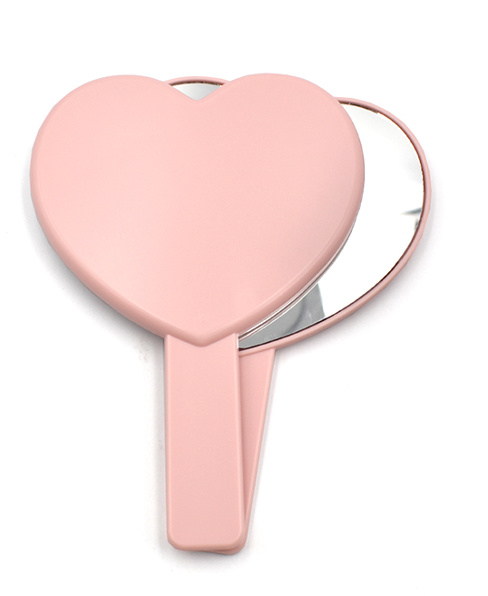 espejo de maquillaje-corazón rosa