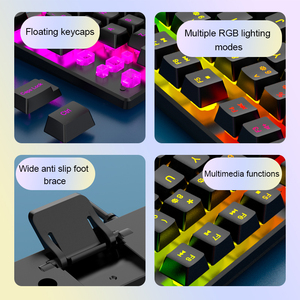 Teclado de membrana con modo retroiluminado RGB al por mayor, teclado TKL con cable negro de 87 teclas y función multimedia - Product Image 6