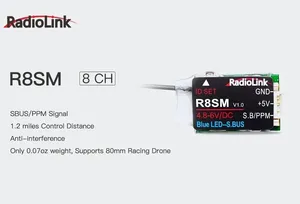 Radyolink R8SM 8 kanal 2.4G küçük alıcı desteği SBUS PPM 8CH Mini FPV için yarış Drone uçak T8FB T8S RC4GS V2 verici - Product Image 6