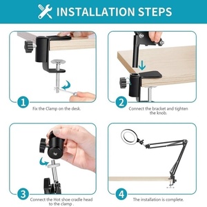 Microphone Arm <strong>Stand</strong> Cantilever Bracket Tripod Adjustable Fill Light Holder Spring Built-in Mic <strong>Stand</strong> - Product Image 4
